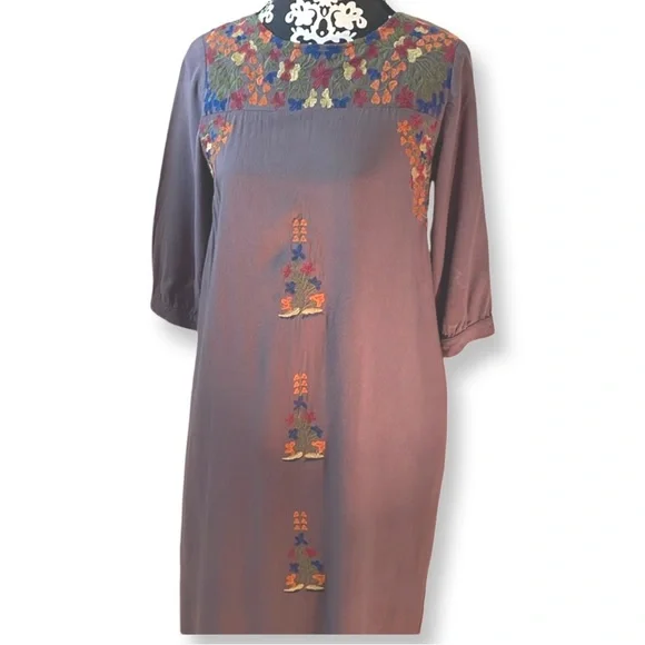 Orange Creek grey embroidered dress small - Picture 2 of 11